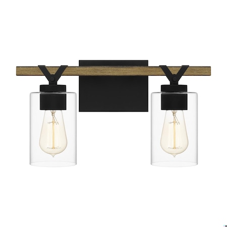 Quoizel Devon Court 2-Light Matte Black Vanity Light DEVN8616MBK